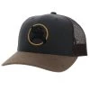 HOOey "Strap" Charcoal/ Brown W/Roughy Circle Patch Hat -HOOey Shop 4031T CHBR02