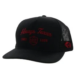 HOOey American Made "Lone Star" Always Texan Black /Red Trucker Hat